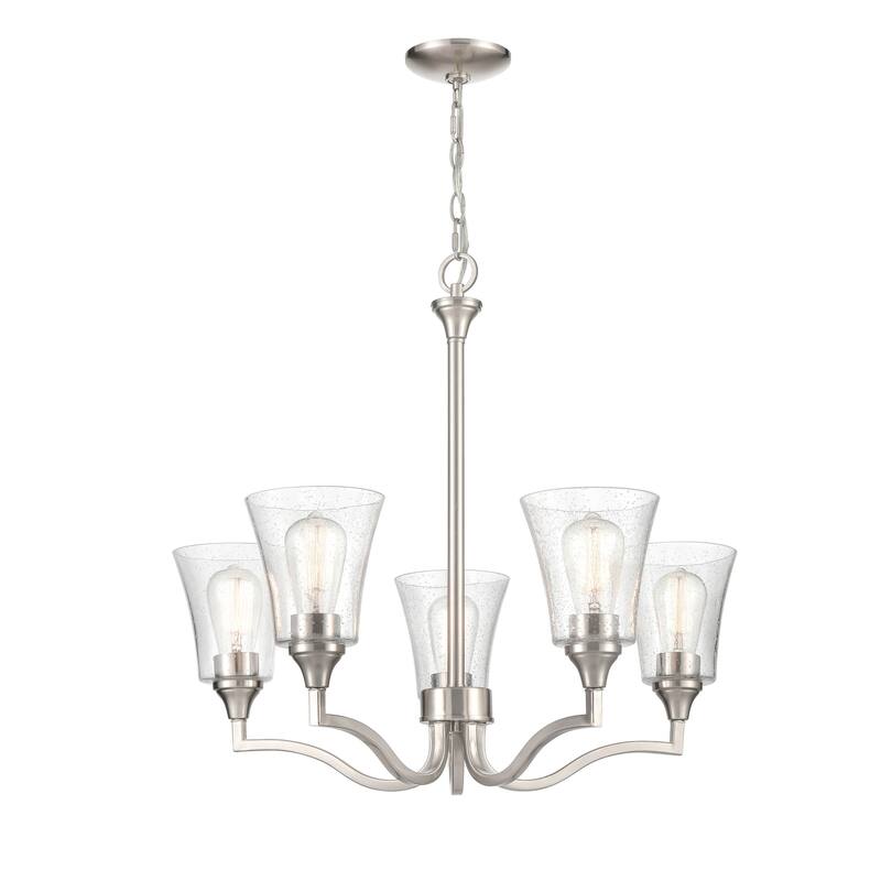 Millennium Lighting Caily 5 Light Chandelier in Brushed Nickel or Matte Black with Seeded Glass Shade