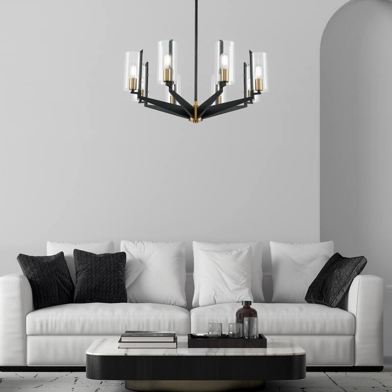 Elk Home Blakeslee Matte Black With Clear Glass 8 Light Chandelier