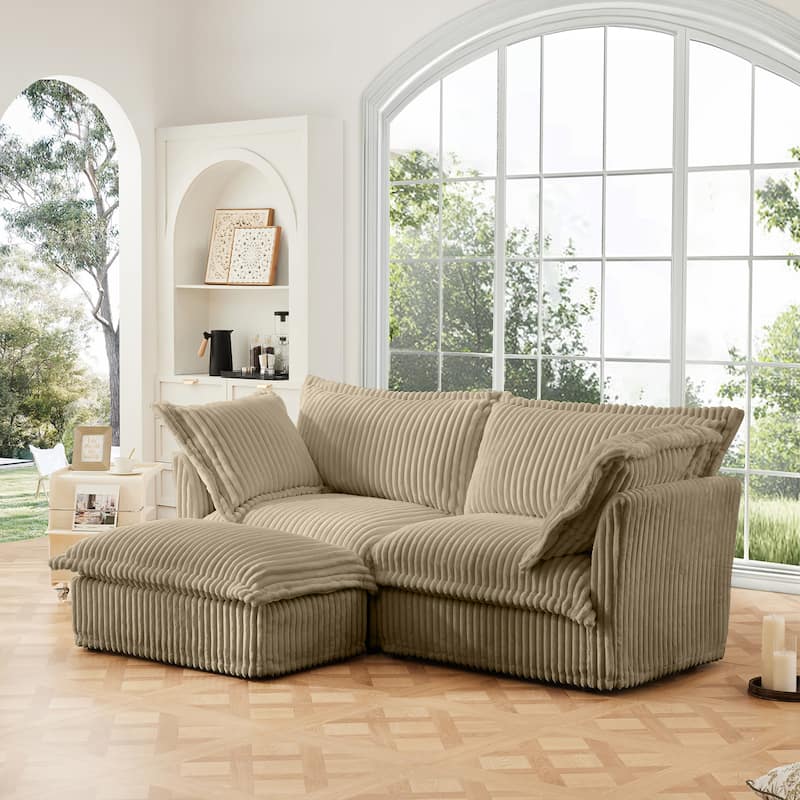 83" Corduroy Upholstered Loveseat with Armrests and Removable Cover