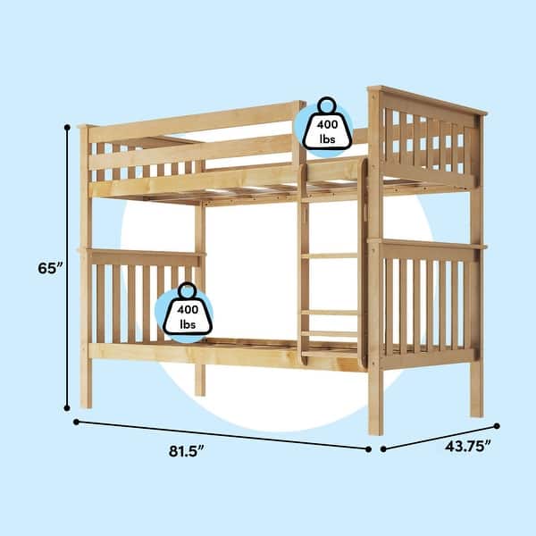 dimension image slide 7 of 9, Max & Lily Twin over Twin Bunk Bed with Ladder