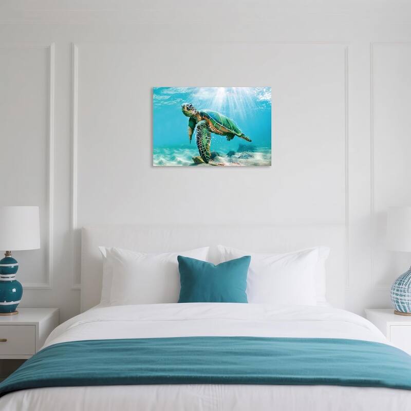 Green Sea Turtle Wall Decor Tropical Canvas Wall Art