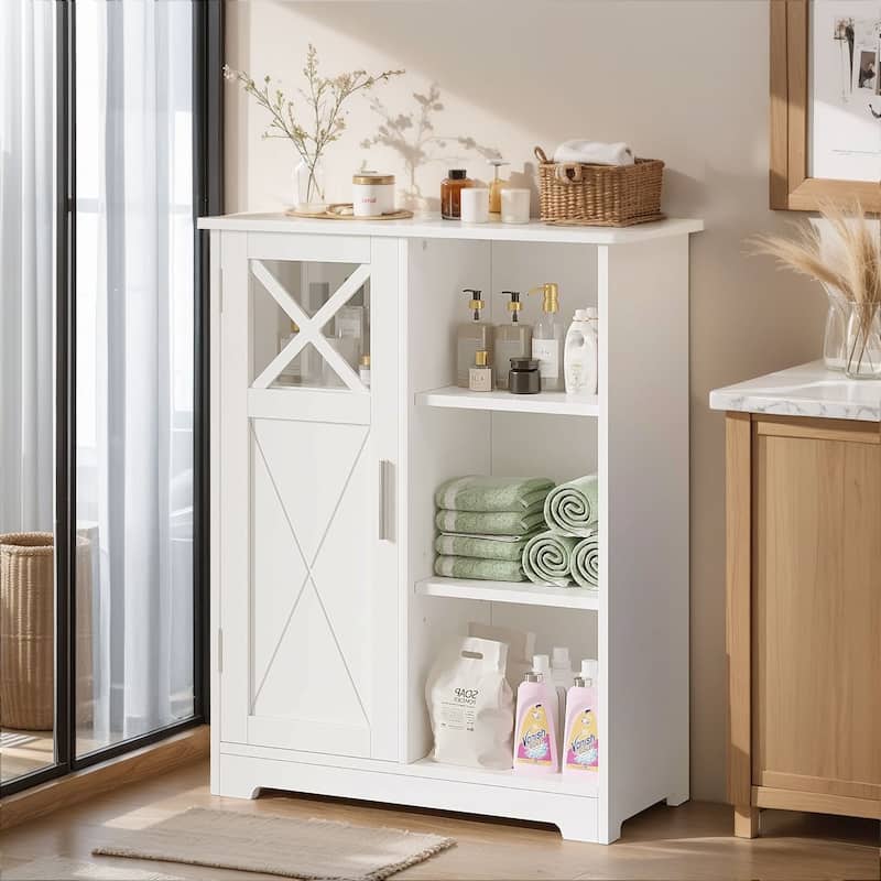 Javlergo Bathroom Storage Cabinet, Freestanding Organizer with Doors and Adjustable Shelves for Living Room - N/A