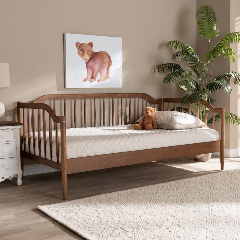Parson Classic Mid-Century Modern Walnut Brown Wood Daybed-Twin