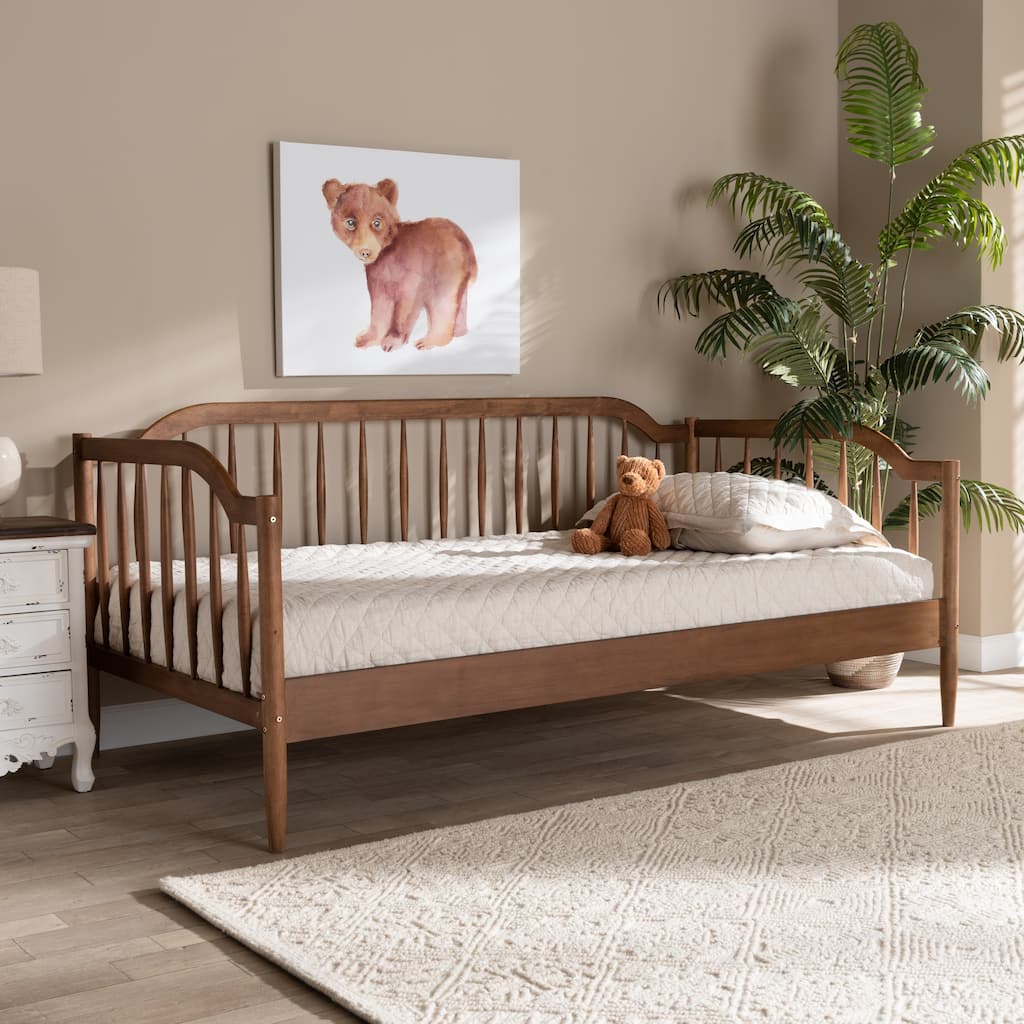 Parson Classic Mid-Century Modern Walnut Brown Wood Daybed-Twin