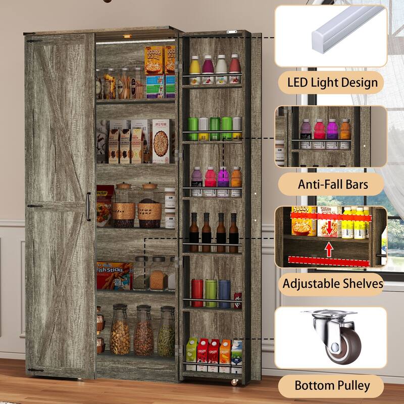 67" Kitchen Pantry Cabinet with Adjustable Shelves, Tall Storage Organizer Cupboard for Kitchen, Dining Room