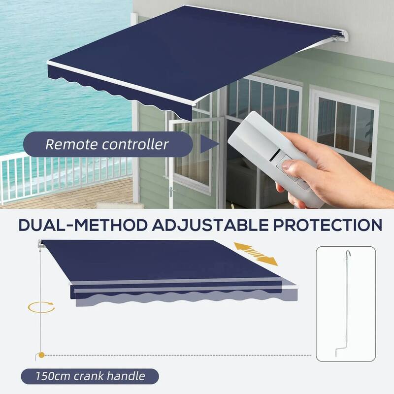 10'x8' Electric Retractable Awning,Remote Controller and Manual Crank