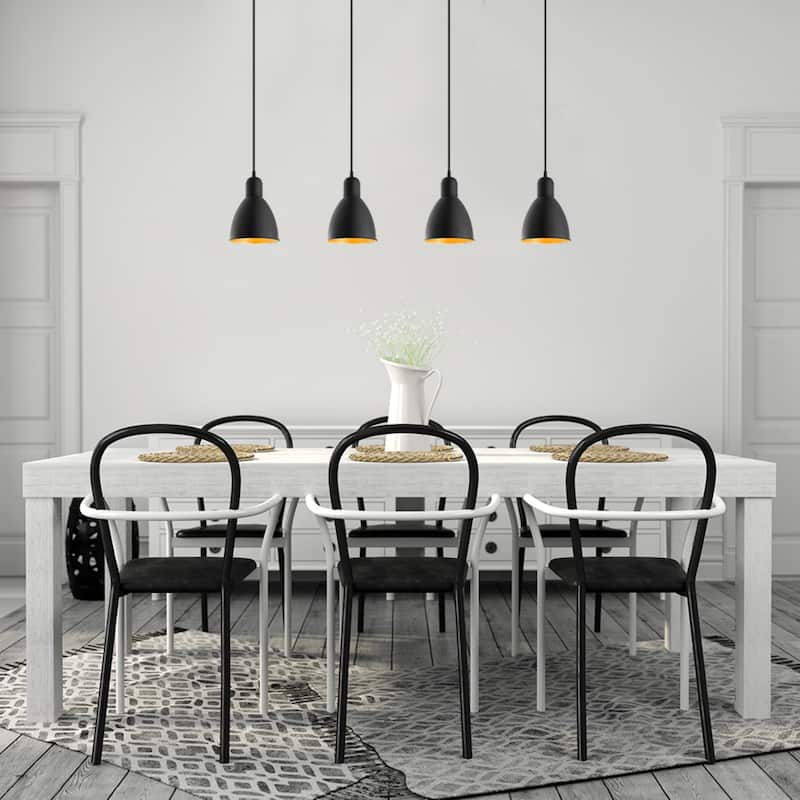 Eglo Priddy 2 Linear Pendant w/ Black Exterior and Gold Interior Shades - Black