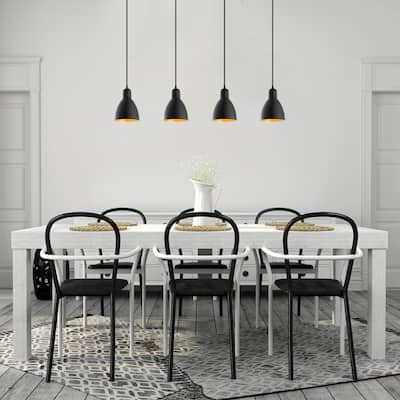 Eglo Priddy 2 Linear Pendant w/ Black Exterior and Gold Interior Shades
