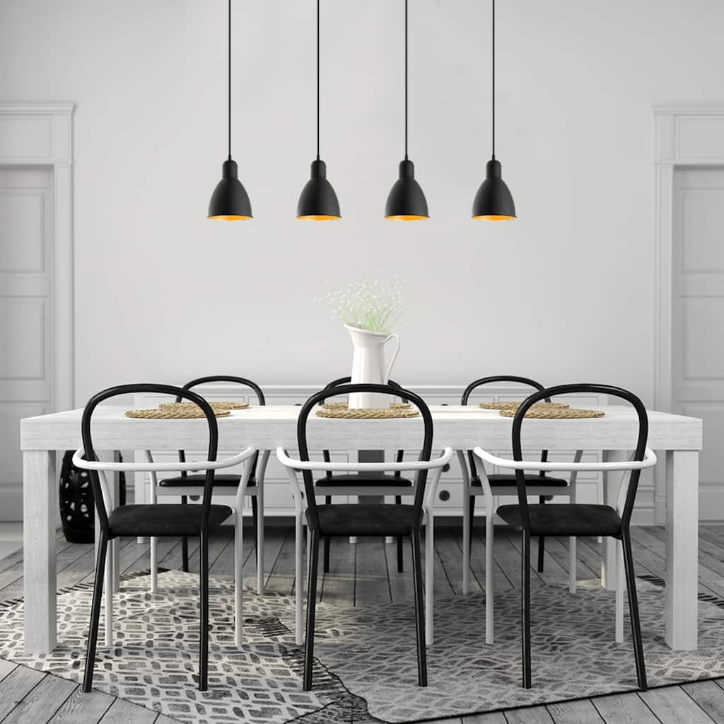 Eglo Priddy 2 Linear Pendant w/ Black Exterior and Gold Interior Shades