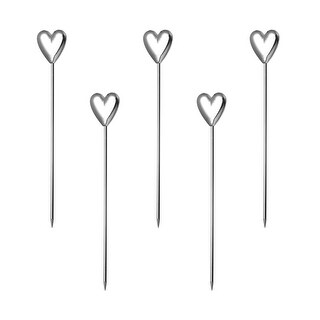 Metal Cocktail Toothpicks Heart Shape Drink Picks Cocktail Skewers 5Pcs ...