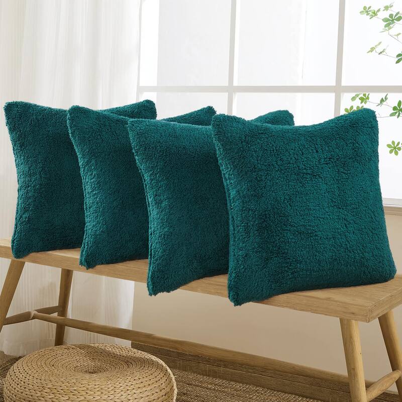 Accent Sherpa Pillow Cover Set of 4 20Inch x 20Inch, NO INSERT