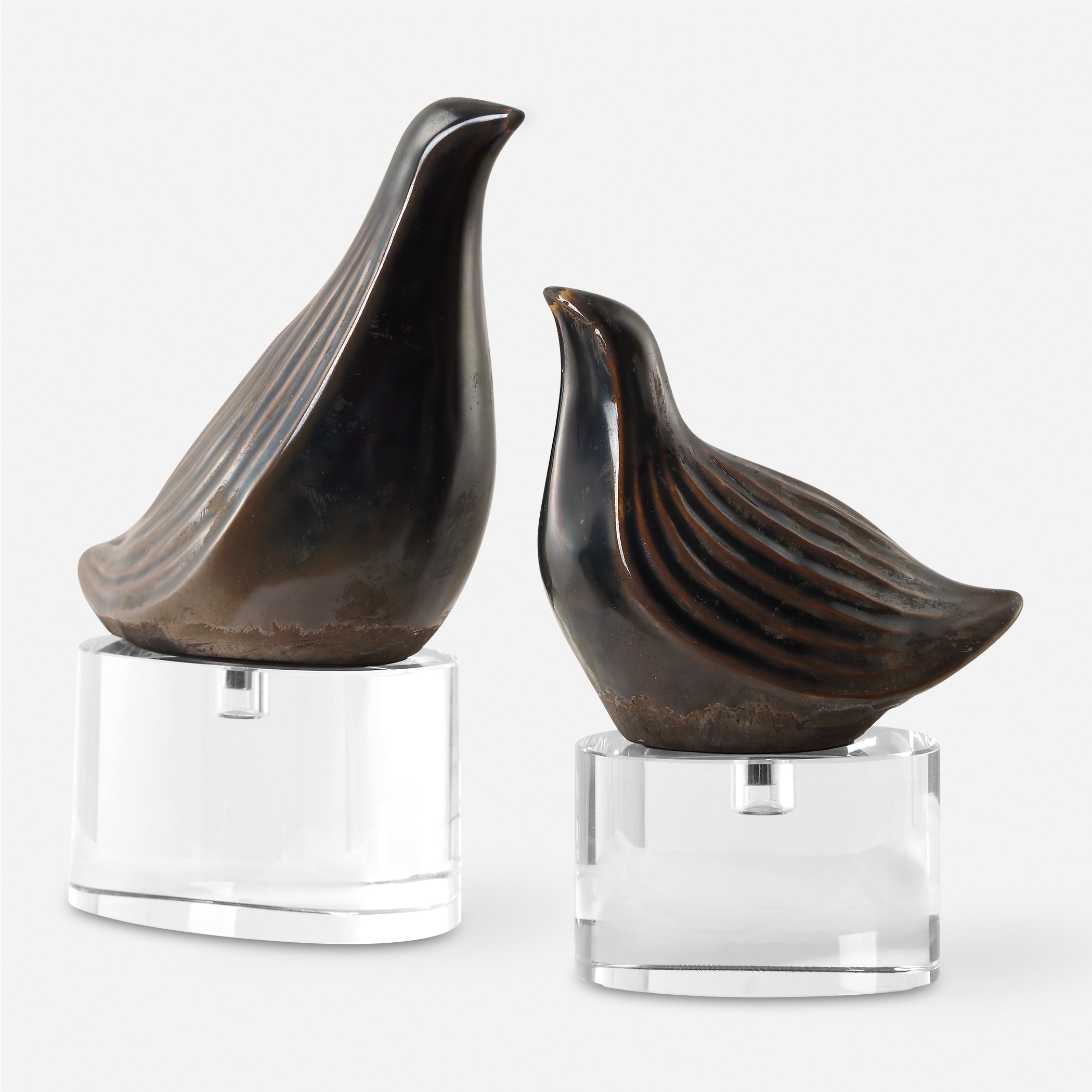 Uttermost Nesting Bird Gray Sculptures (Set of 2) - 9.5'' H X 7.5'' W X 7.2035'' D