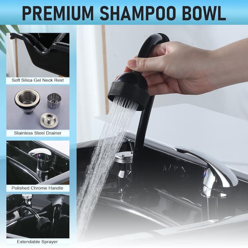 WOWOW Professional Shampoo Bowl for Salon - Matte Black