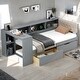 preview thumbnail 2 of 11, Grey Wood Twin Size Platform Bed with Storage Shelves and 2 Drawers