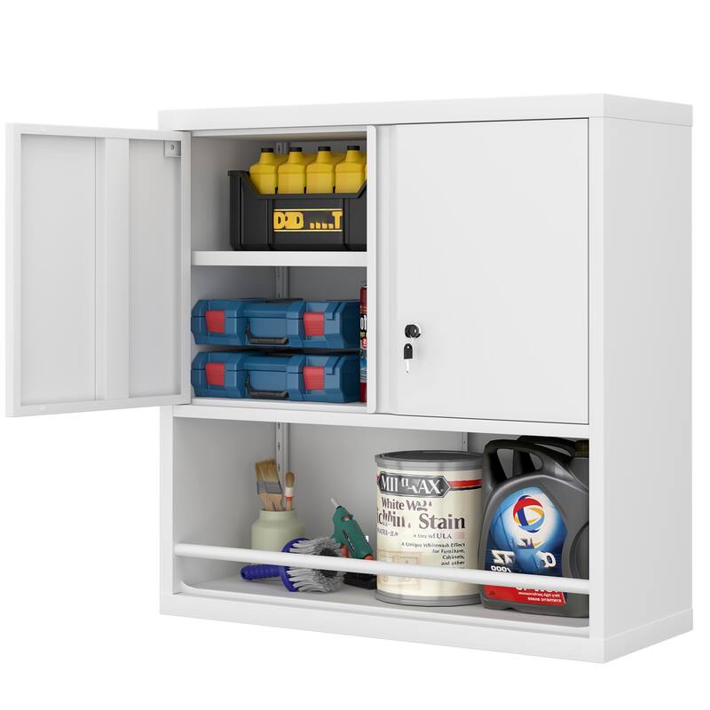 2 Doors Metal Storage Cabinet Kitchen Pantry Cabinet With Adjustable Shelves Tall Steel Cabinet Locker