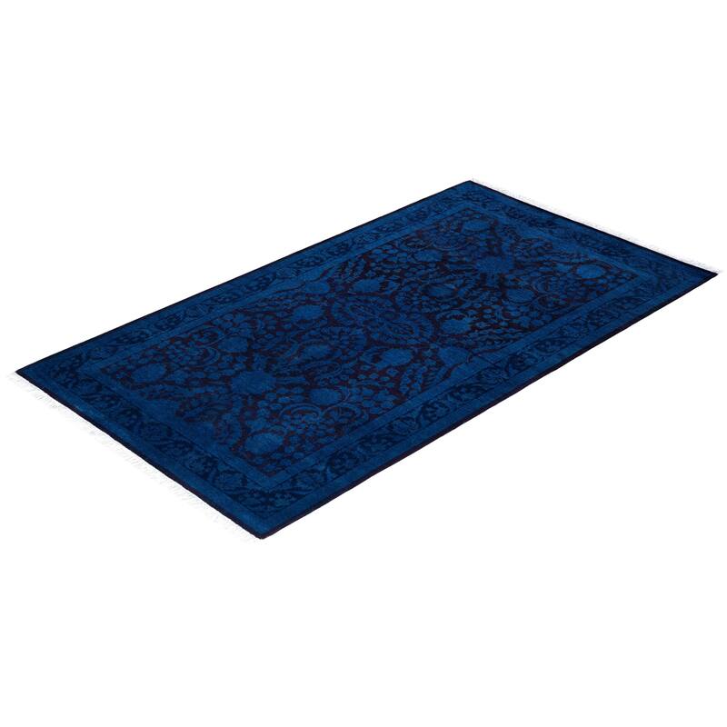 Fine Vibrance One-of-a-Kind Hand-Knotted Area Rug - Blue, 3' 1" x 5' 5" - 3' 1" x 5' 5"