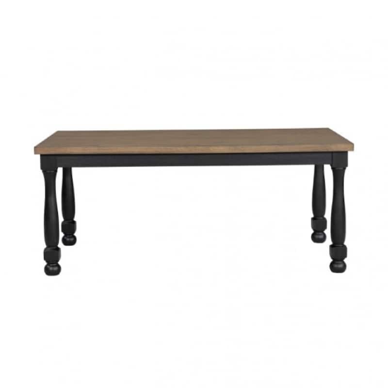 Ginie Dining Table, Farmhouse Legs, Rectangular Oak Black Wood 78 Inch