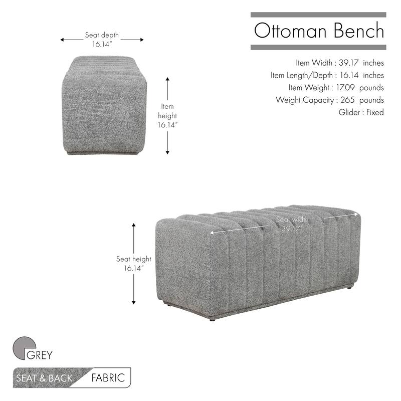 Porthos Home Ivor Sherpa Fabric Upholstered Rectangle Accent Ottoman Bench