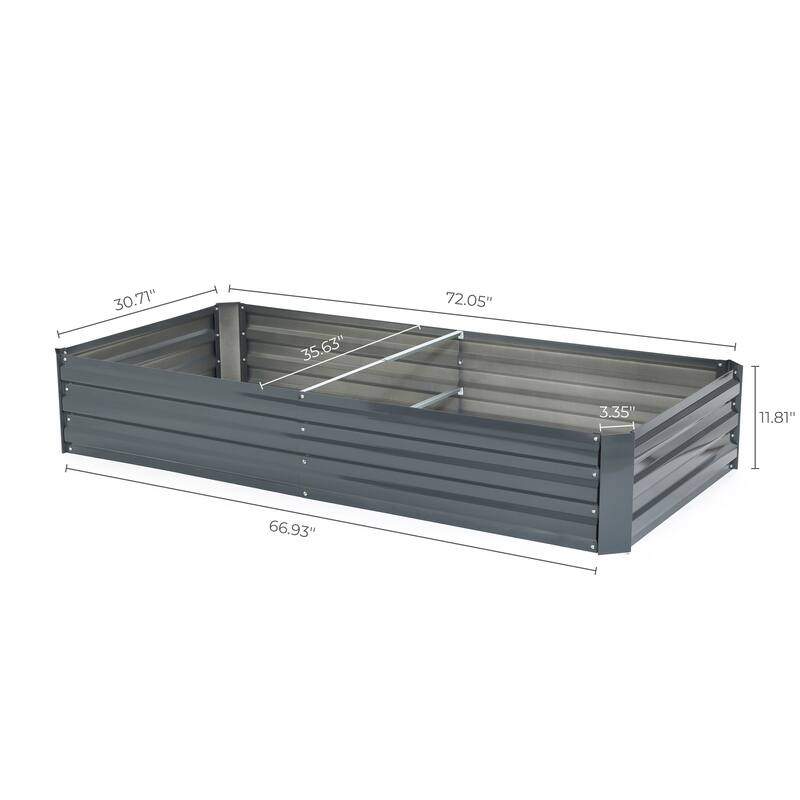 Galvanized Steel Rectangular 6-Ft x 3-Ft Raised Garden Bed Planter - 6' x 3'