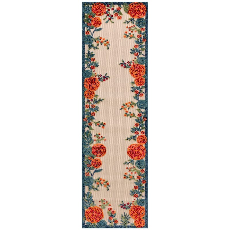 Nourison Aloha Indoor/Outdoor Floral Area Rug - 2' x 6' - Ivory/Multicolor