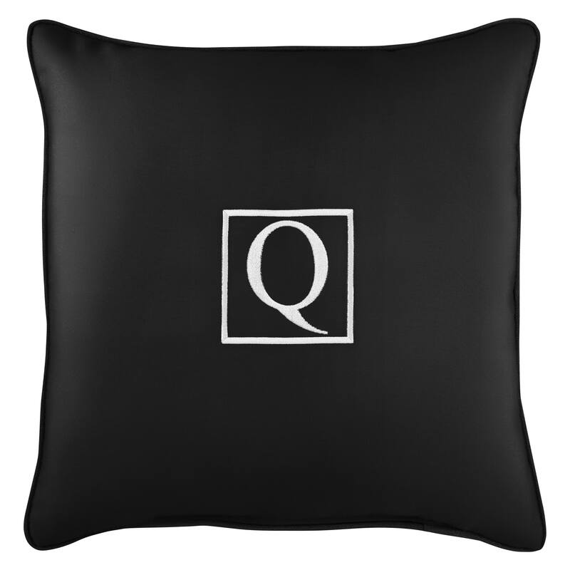 Monogram Corded Single Square Pillow by Havenside Home - "Q" - Black