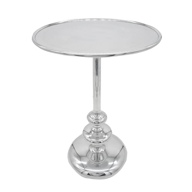 Traditional Style Round Aluminum Side Table - 22.5" - Silver