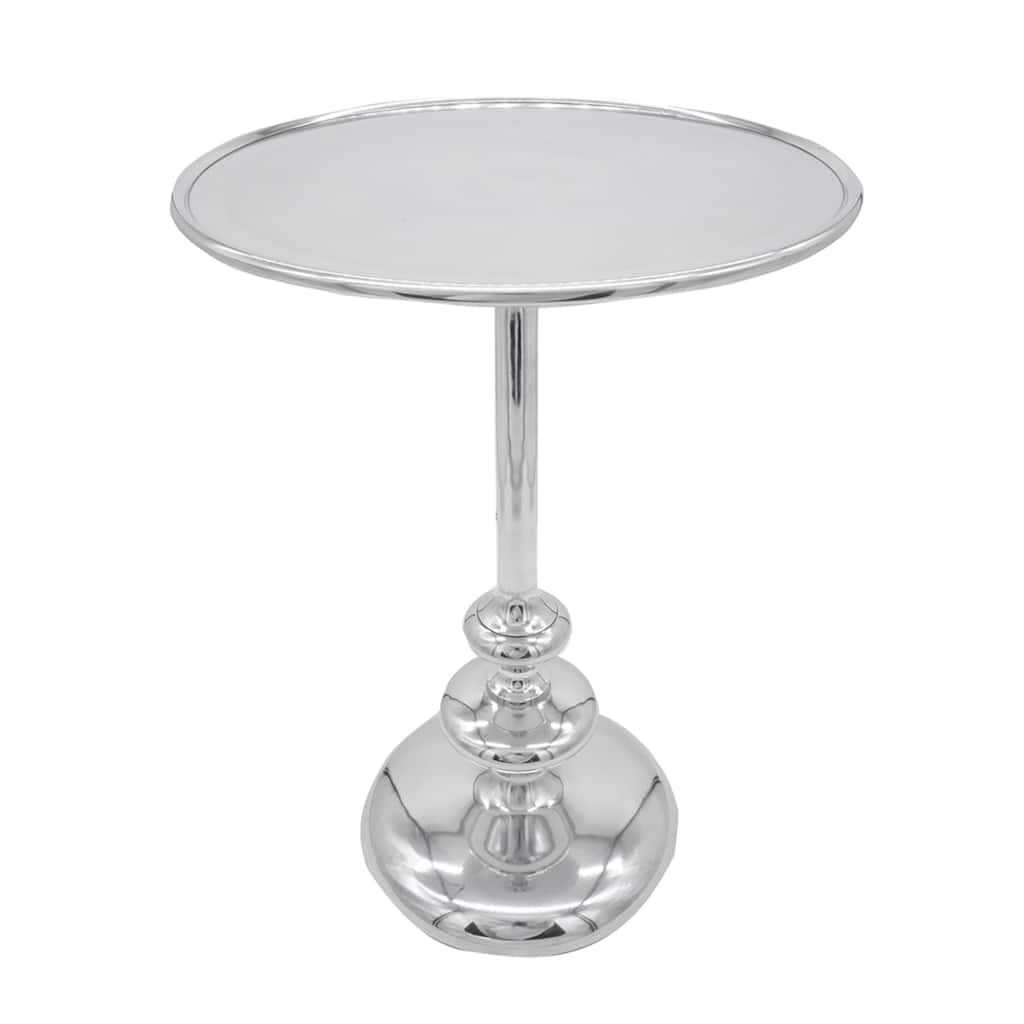 Traditional Style Round Aluminum Side Table - 22.5" - Silver