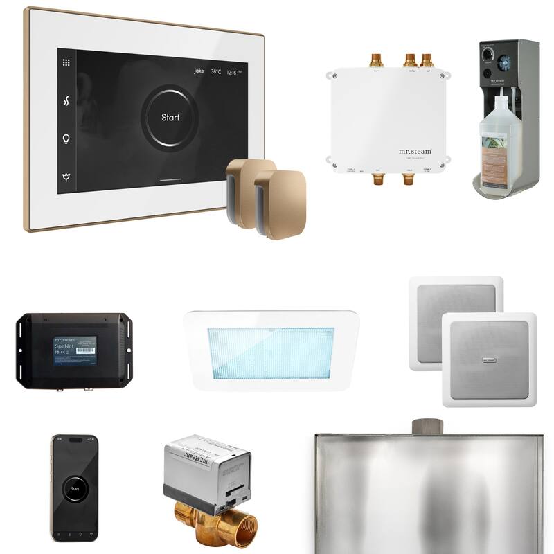 Mr Steam BLS1-X Bliss Max Package Steam Shower Control Package with - White / Brushed Bronze