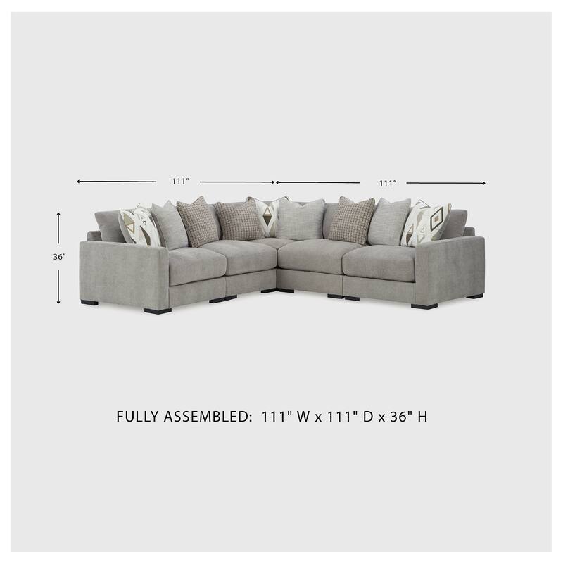 Signature Design by Ashley Aslan Court Gray 5-Piece Sectional - 113" W x 113" D x 36" H
