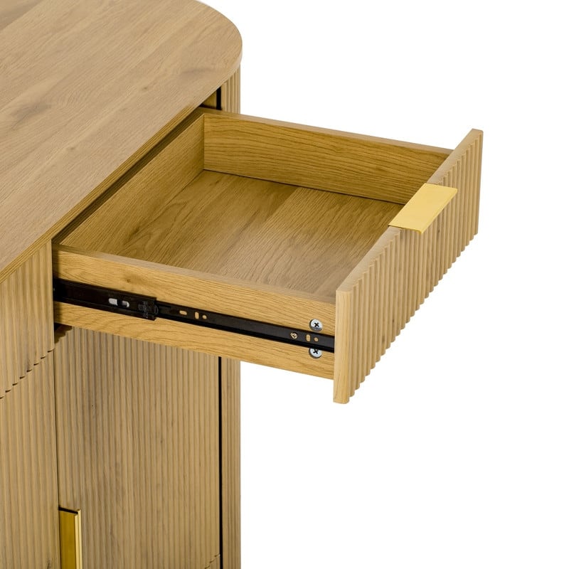 Modern 55.1" Sideboard Buffet Cabinet with 2 Curved Side Door and 2 Drawers for Living Room and Dining Area