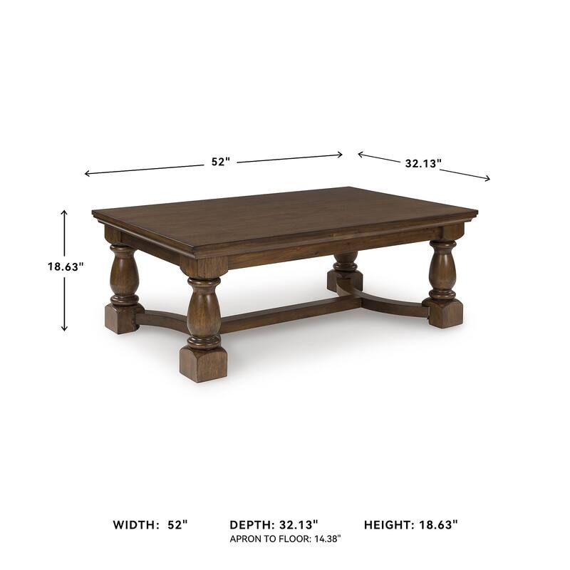 Signature Design by Ashley Sturlayne Brown Coffee Table - 52"W x 32"D x 19"H