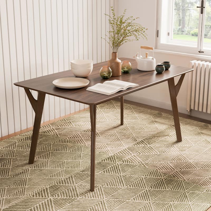 Furniture of America Beck Mid-century Walnut 59-inch Wood Dining Table - Walnut