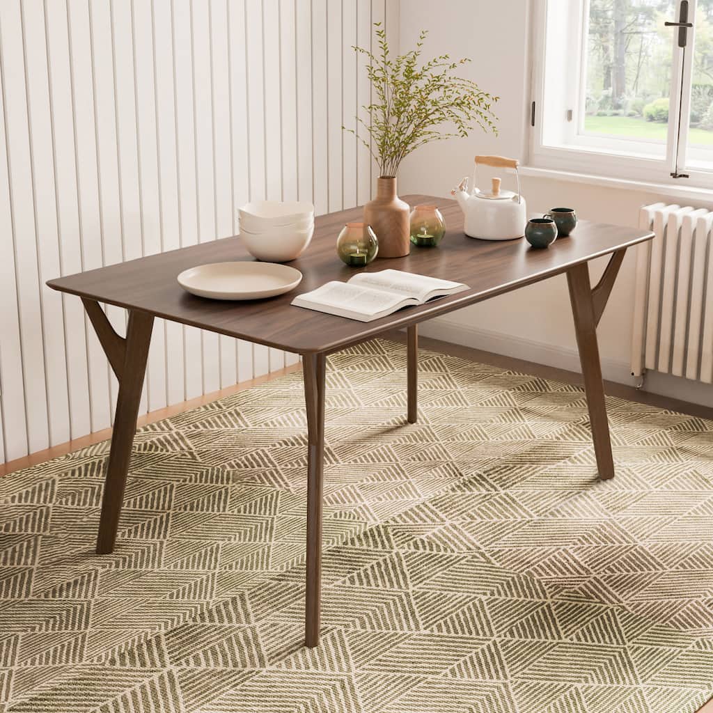 Furniture of America Beck Mid-century Walnut 59-inch Wood Dining Table