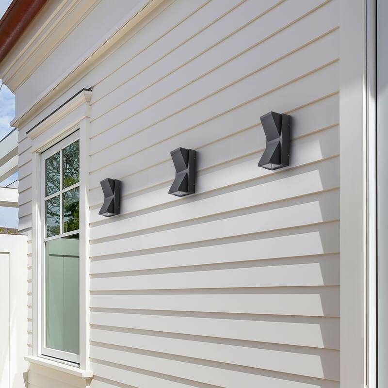 C Cattleya 2-Light Integrated LED Matte Black Aluminum Outdoor Wall Sconce Light