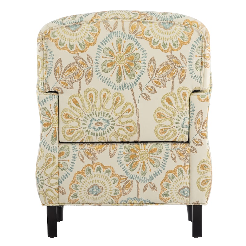 Floral Upholstered Accent Chair with Solid Wood Legs