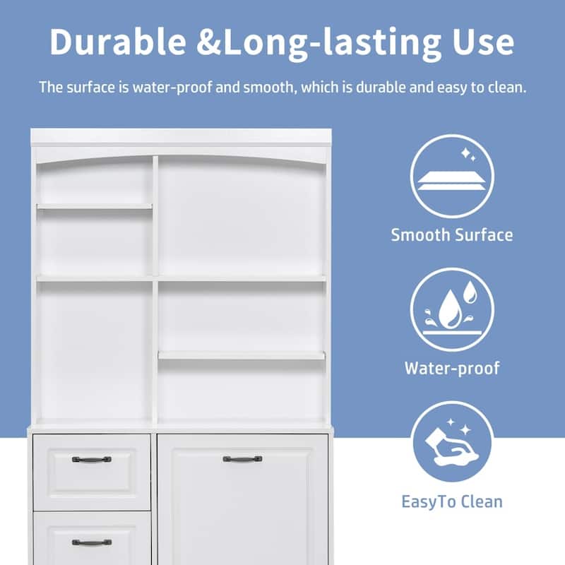 70.9'' Tall Free Standing Organizer, Tilt-Out Hamper Drawers Shelves