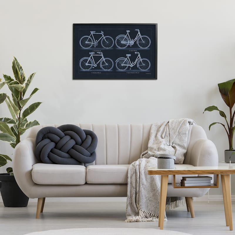 Stupell Traditional Bicycle Styles Diagram Framed Giclee Art Design By Phillipa Katz