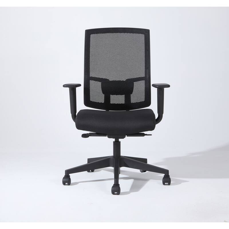 Complus Polyester Seat Pro Ergonomic High Back Office Task Mesh Chair 27"H in Black Color With Arms - Black