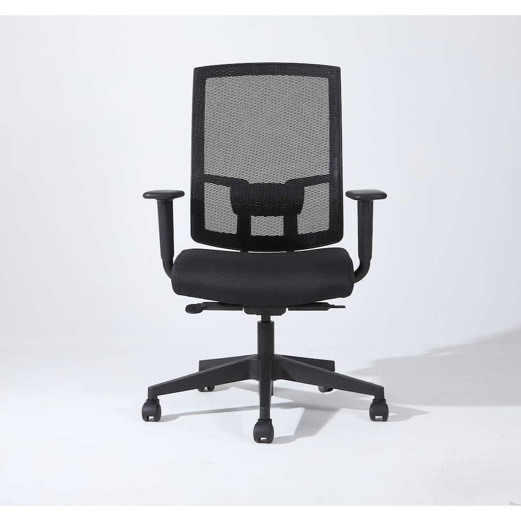 Complus Polyester Seat Pro Ergonomic High Back Office Task Mesh Chair 27"H in Black Color With Arms