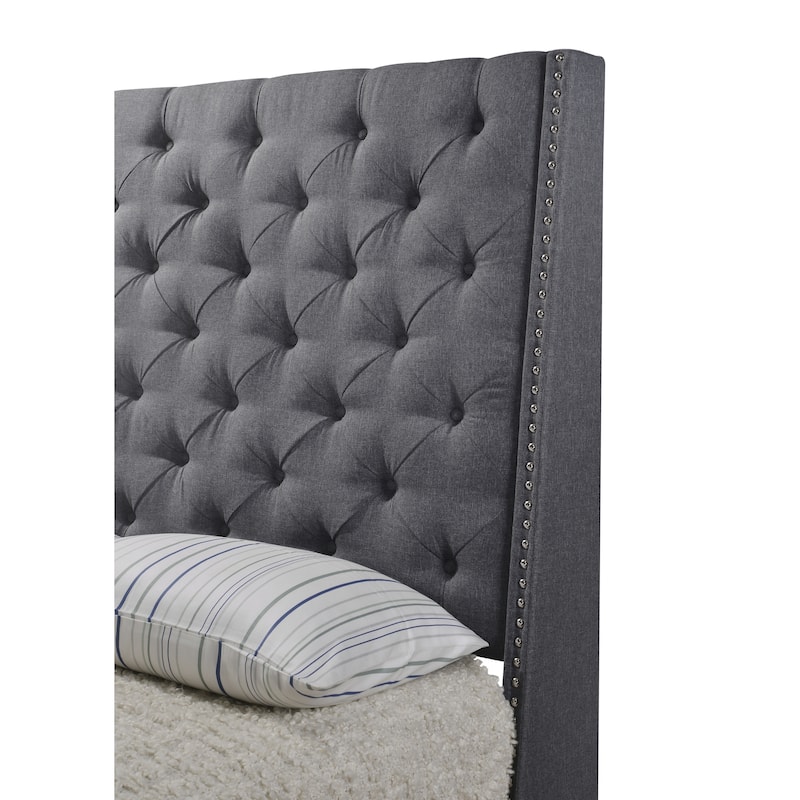 Marillin Gray Velvet Upholstered Tufted Bed