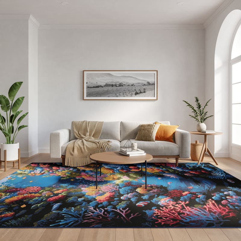 Nourison Color Splash Indoor/Outdoor Multicolored Graphic Area Rug