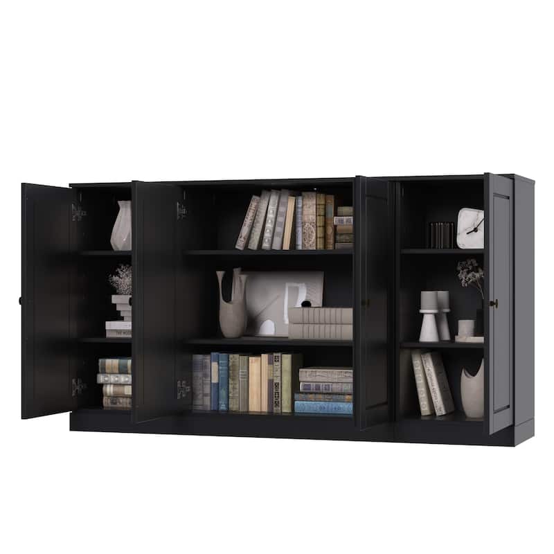 100% Solid Wood 65" Sideboard with Clear, Frosted Glass or Solid Wood Doors by Palace Imports