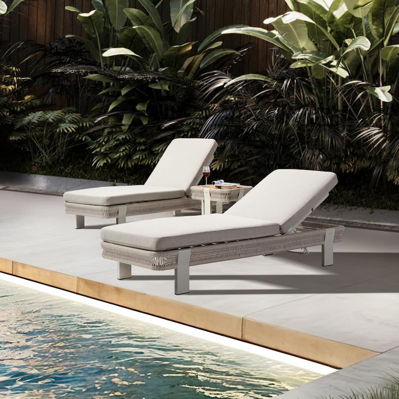 HIGOLD - Aluminum Rope Weaving Outdoor Patio Chaise Lounge Chair