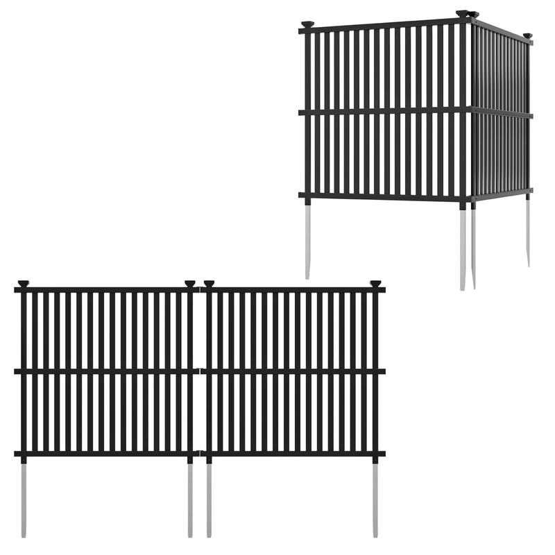Costway 2/4 PCS Air Conditioner Fence Panels with Metal Ground Stakes - 4 PCS