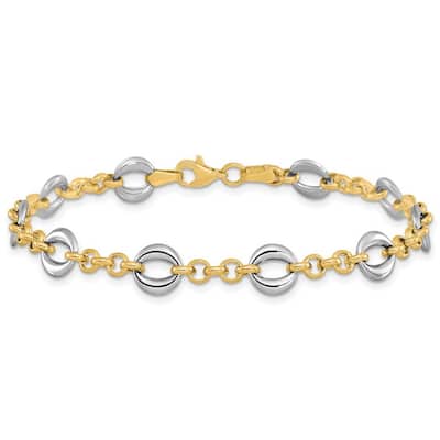 Curata 7.75mm 14k Two tone Gold Polished Fancy Link Bracelet 7.5 Inch