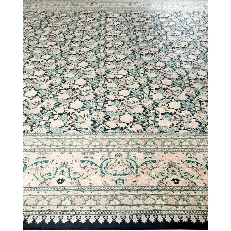 Overton Hand Knotted Wool Traditional Oriental Black Area Rug - 12' x 18'