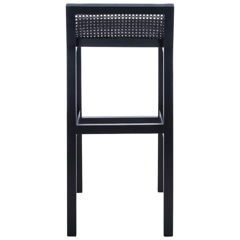 SAFAVIEH Crete Low Back Cane Bar Stool - 16" W x 20" D x 38" H - 16Wx19Dx37H