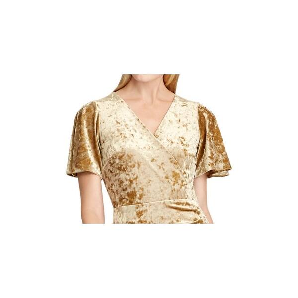 sachin and babi light blue dress Ralph Lauren Womens Gold Velvet Short Sleeve V Neck Below The Knee Fit +  Flare Evening Dress Size 6 Gold Size 6 - Bed Bath & Beyond