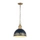 preview thumbnail 2 of 2, Golden Lighting Alison 1-light Pendant in Vintage Gold and Antique Matte Navy shade - Medium Pendant