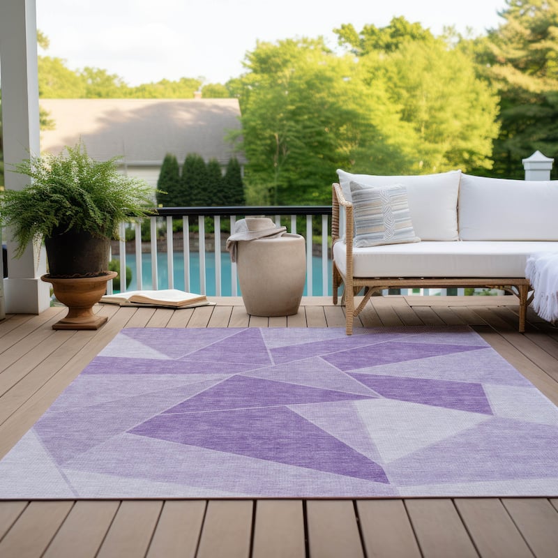 Machine Washable Indoor/ Outdoor Chantille Modern Mosaic Rug